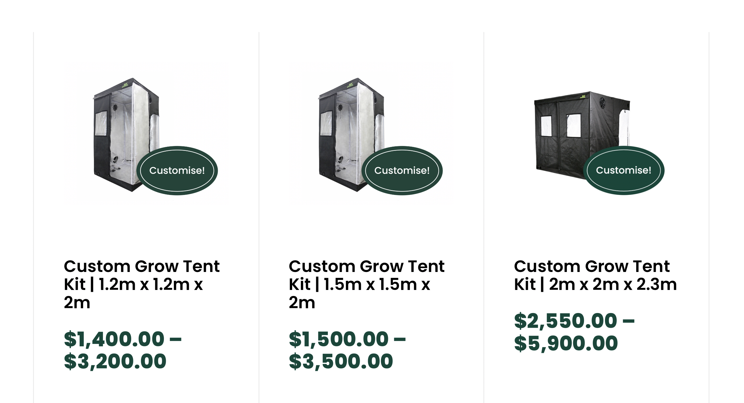 Custom grow tent kits