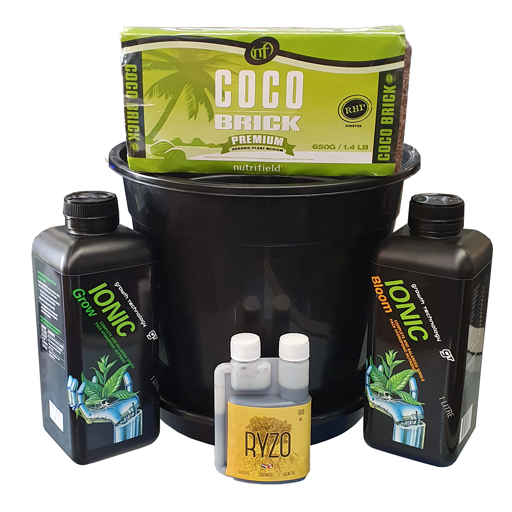 Coco Grow Kit with coco brick, Growth Technology Iconic grow and bloom, ryzo and pots
